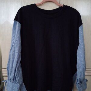 Free Assembly Women's Striped Shirt Sweater Combo Navy SIZE X-LARGE